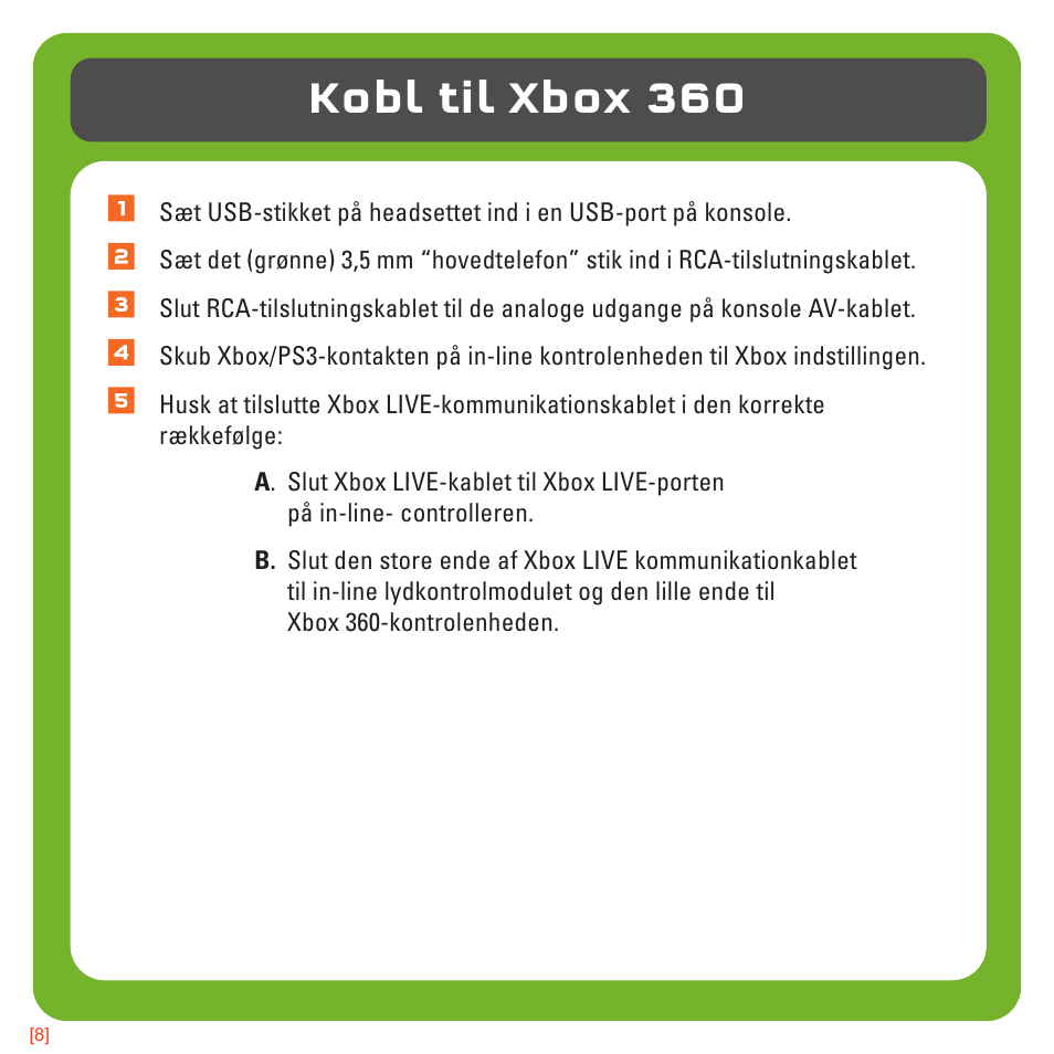 Kobl til xbox 360 | TRITTON AX180 Universal Gaming Headset User Manual | Page 106 / 155