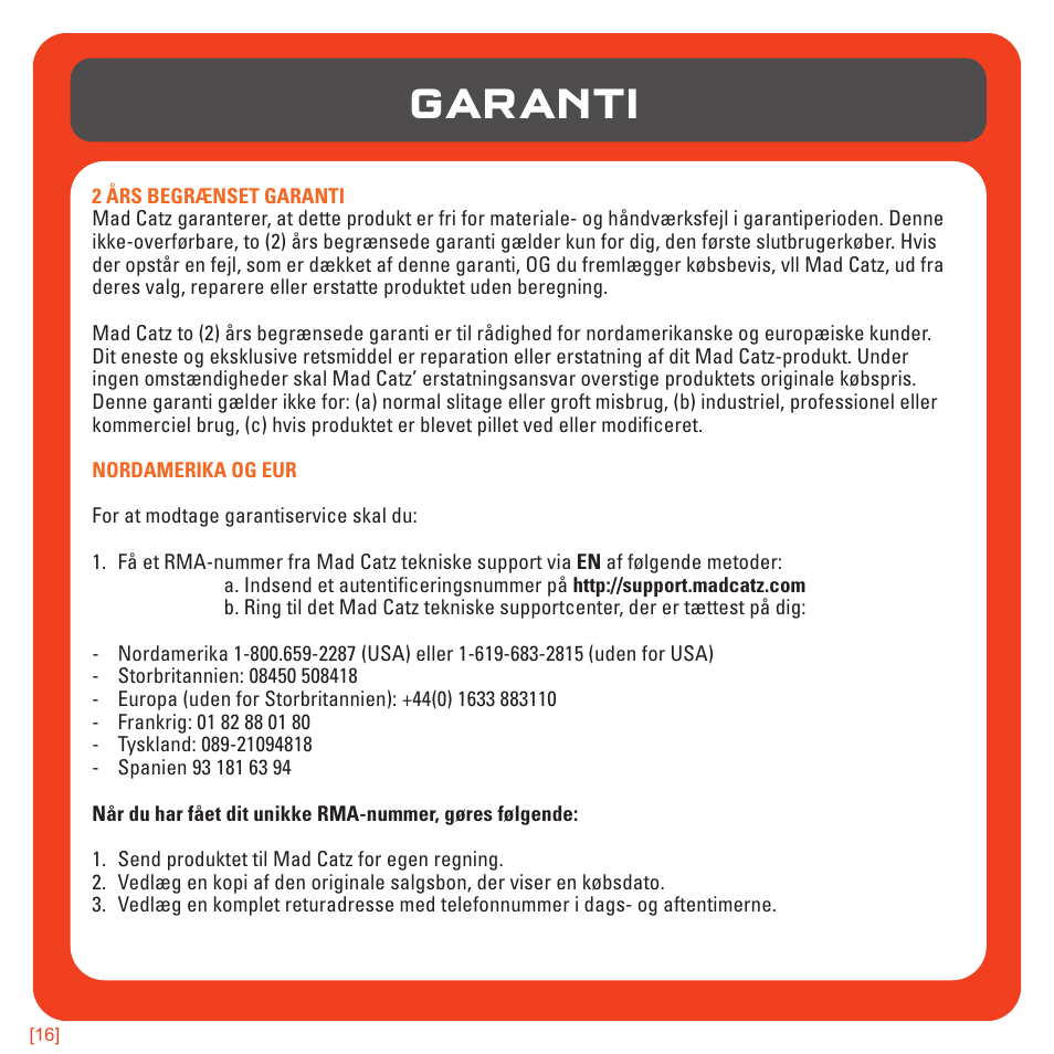 Garanti | TRITTON AX180 Universal Gaming Headset User Manual | Page 114 / 155