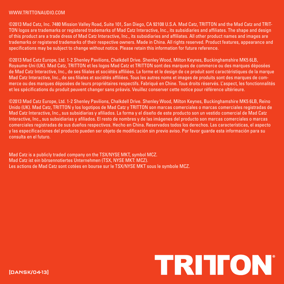 TRITTON AX180 Universal Gaming Headset User Manual | Page 117 / 155