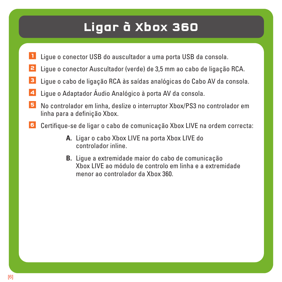 Ligar à xbox 360 | TRITTON AX180 Universal Gaming Headset User Manual | Page 123 / 155
