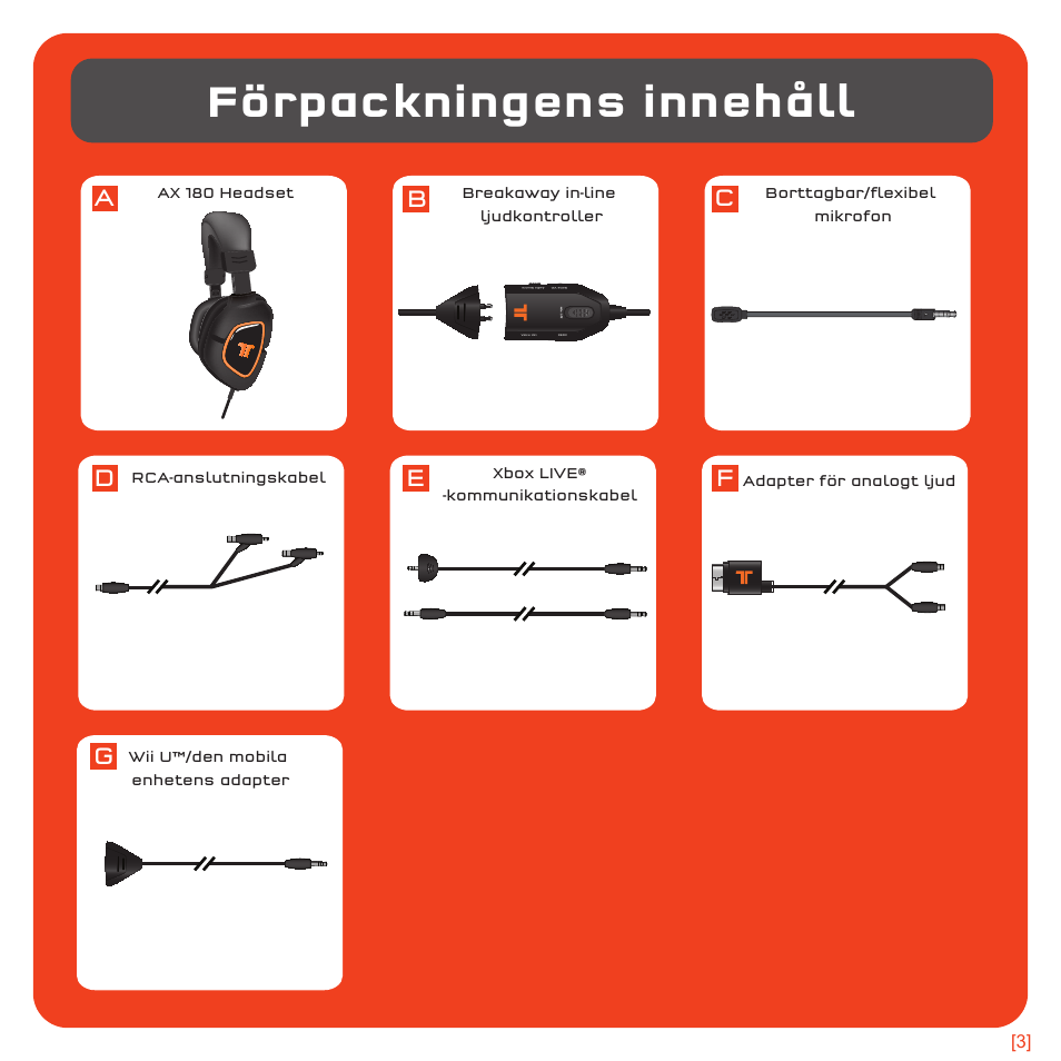 Förpackningens innehåll | TRITTON AX180 Universal Gaming Headset User Manual | Page 139 / 155