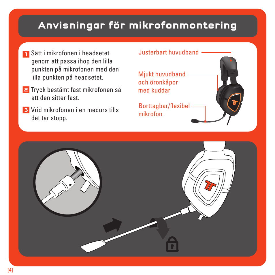 Anvisningar för mikrofonmontering | TRITTON AX180 Universal Gaming Headset User Manual | Page 140 / 155