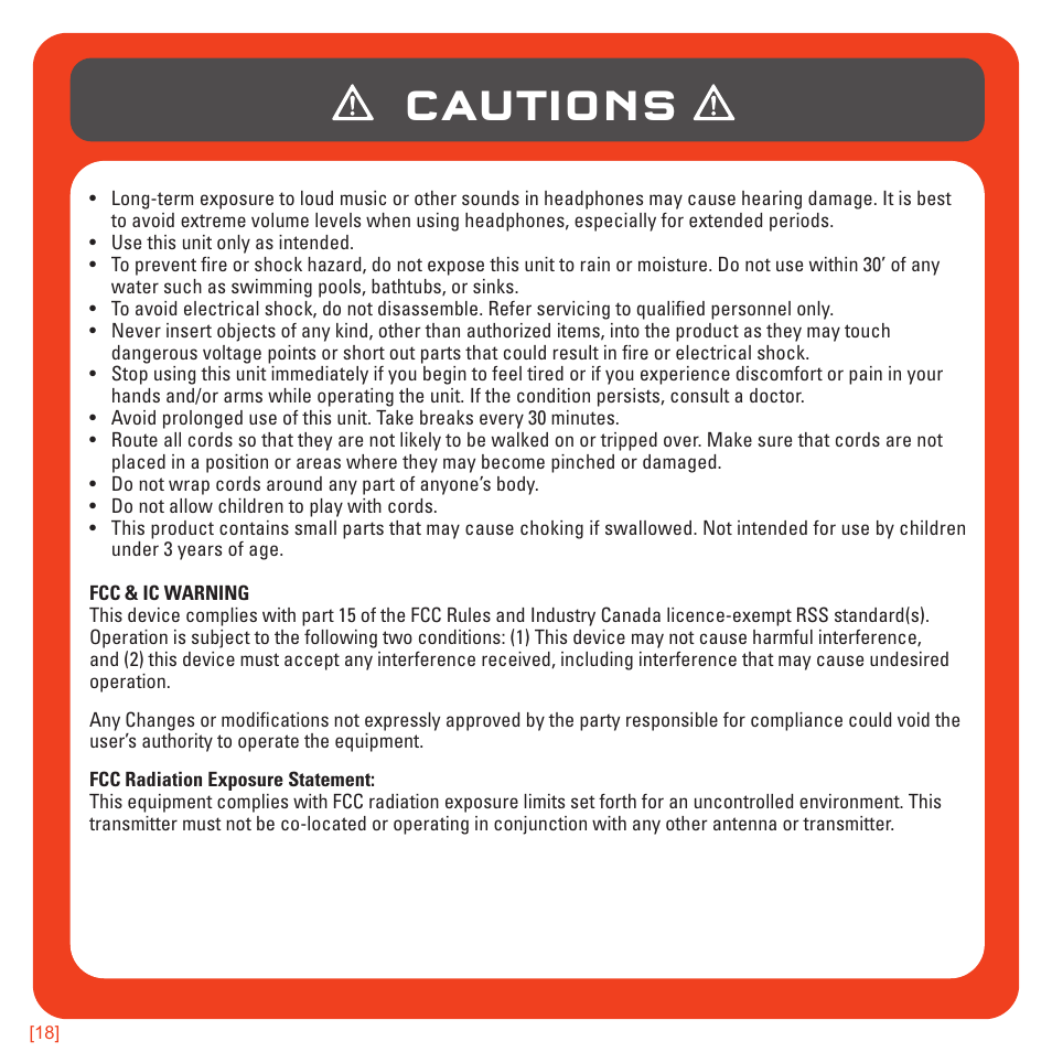 Cautions | TRITTON AX180 Universal Gaming Headset User Manual | Page 18 / 155