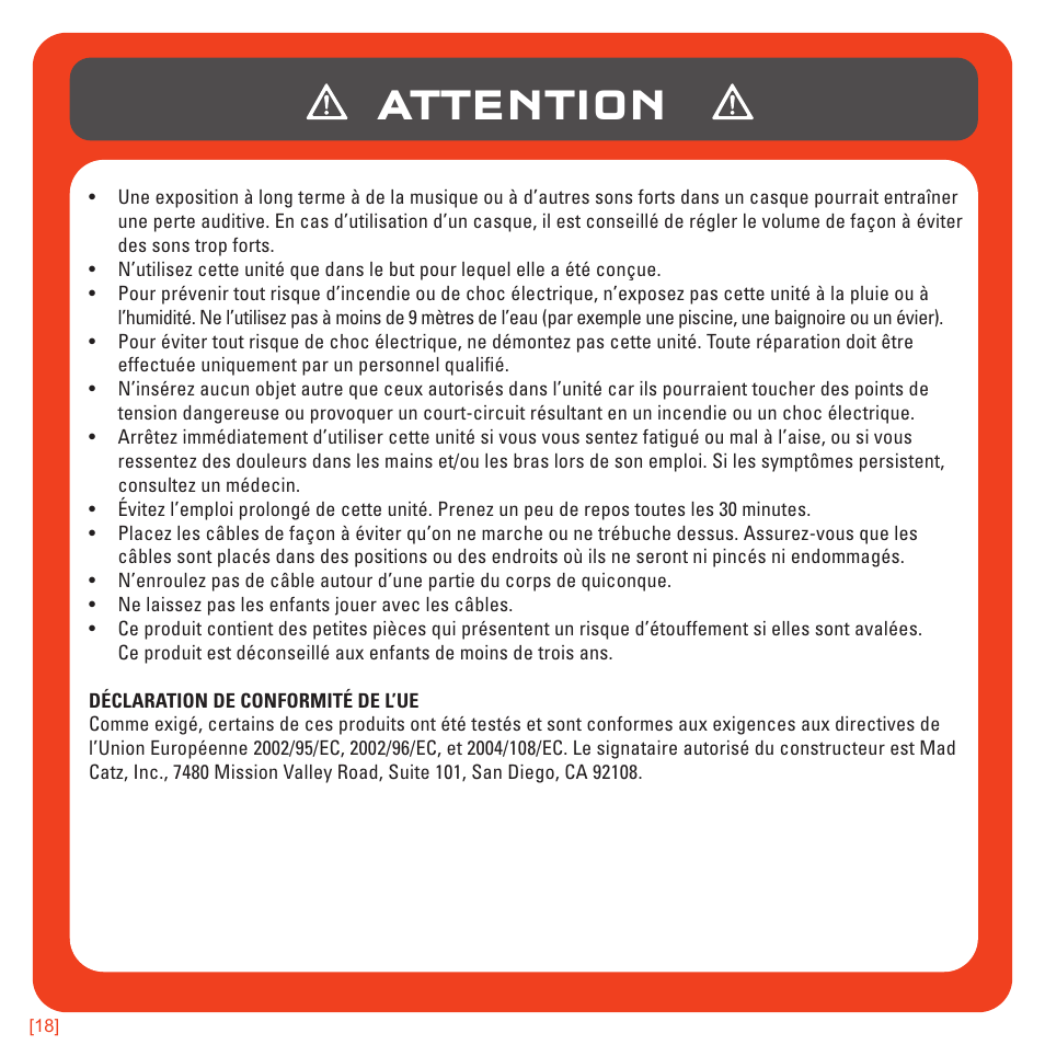 Attention | TRITTON AX180 Universal Gaming Headset User Manual | Page 38 / 155