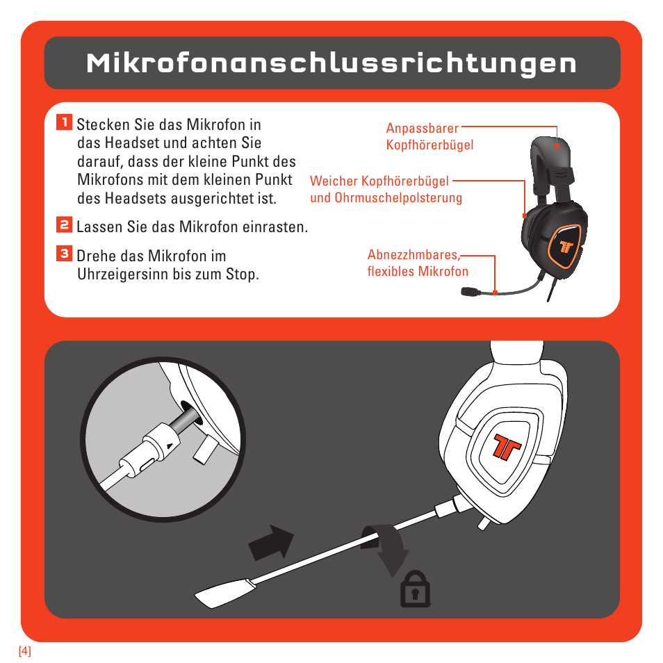 Mikrofonanschlussrichtungen | TRITTON AX180 Universal Gaming Headset User Manual | Page 44 / 155