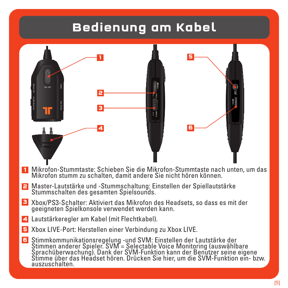 Bedienung am kabel | TRITTON AX180 Universal Gaming Headset User Manual | Page 45 / 155