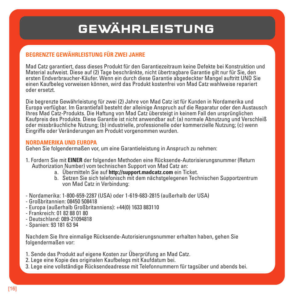 Gewährleistung | TRITTON AX180 Universal Gaming Headset User Manual | Page 56 / 155