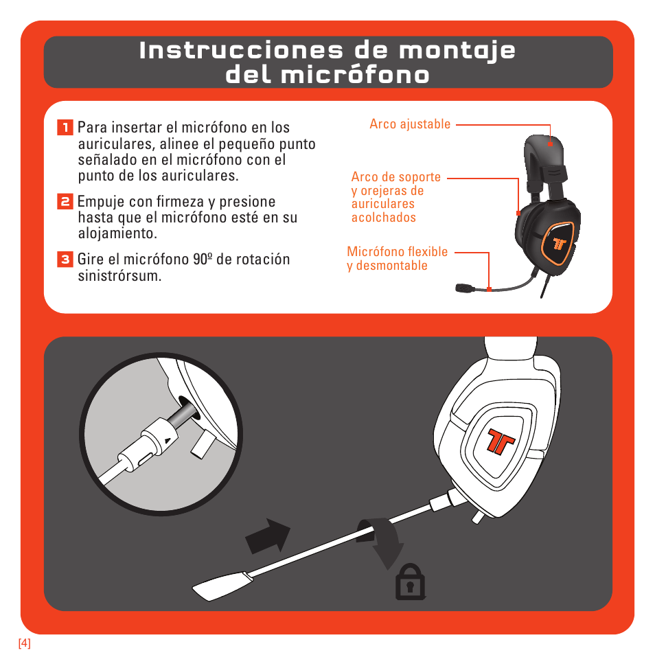 Instrucciones de montaje del micrófono | TRITTON AX180 Universal Gaming Headset User Manual | Page 63 / 155