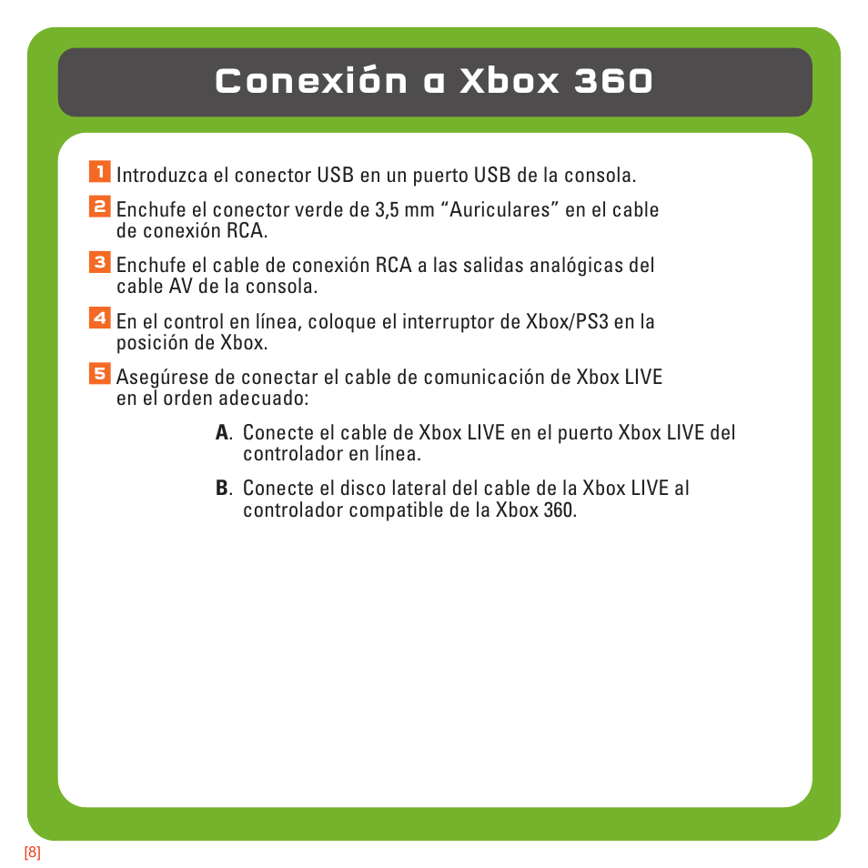 Conexión a xbox 360 | TRITTON AX180 Universal Gaming Headset User Manual | Page 67 / 155