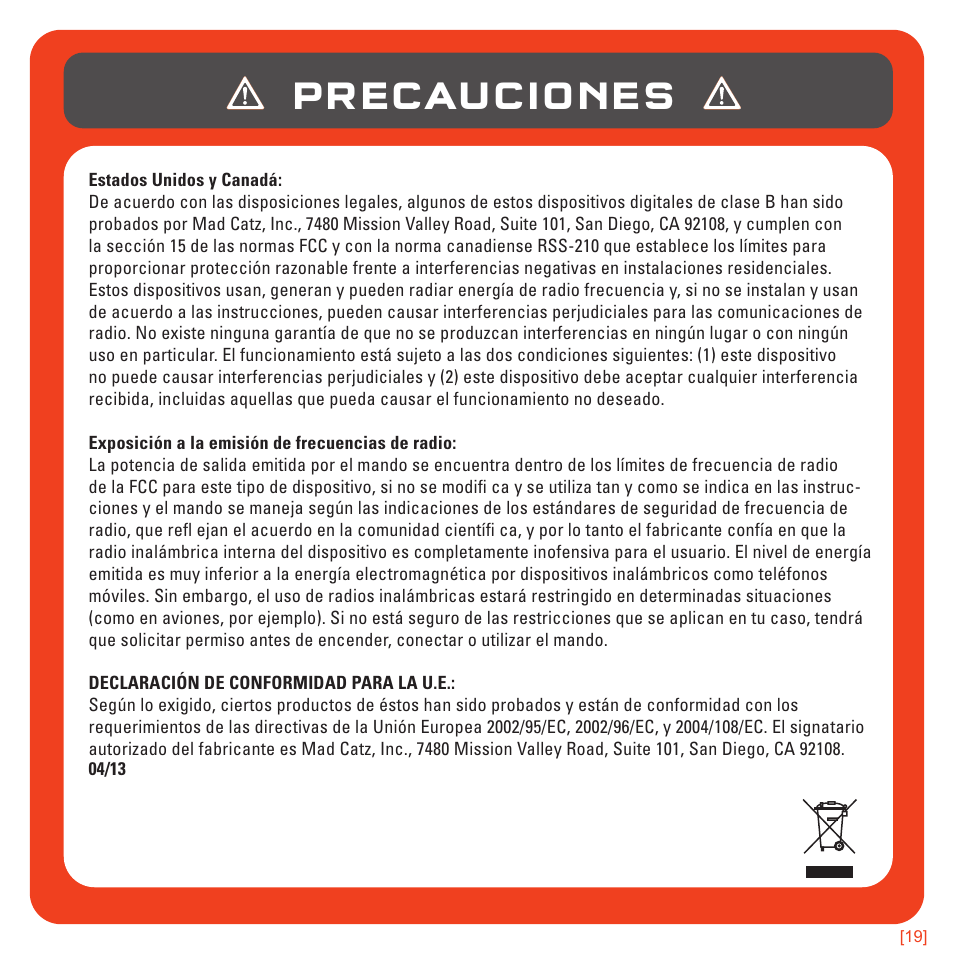 Precauciones | TRITTON AX180 Universal Gaming Headset User Manual | Page 78 / 155