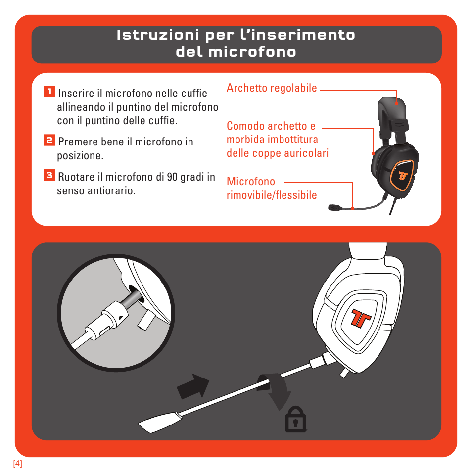 Istruzioni per l’inserimento del microfono | TRITTON AX180 Universal Gaming Headset User Manual | Page 83 / 155