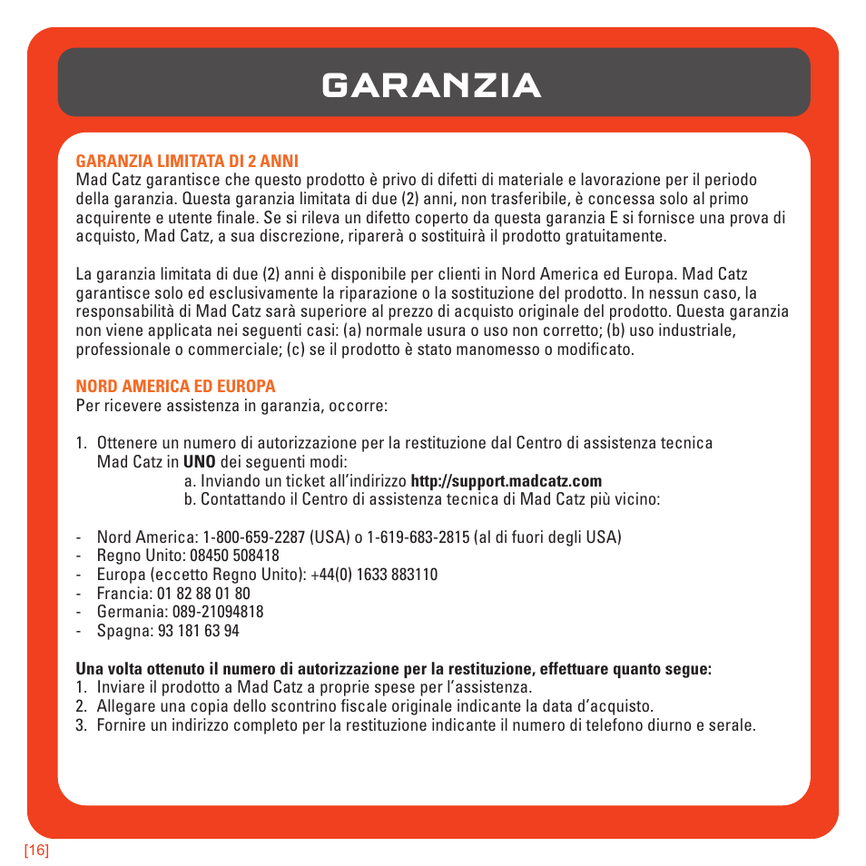 Garanzia | TRITTON AX180 Universal Gaming Headset User Manual | Page 95 / 155