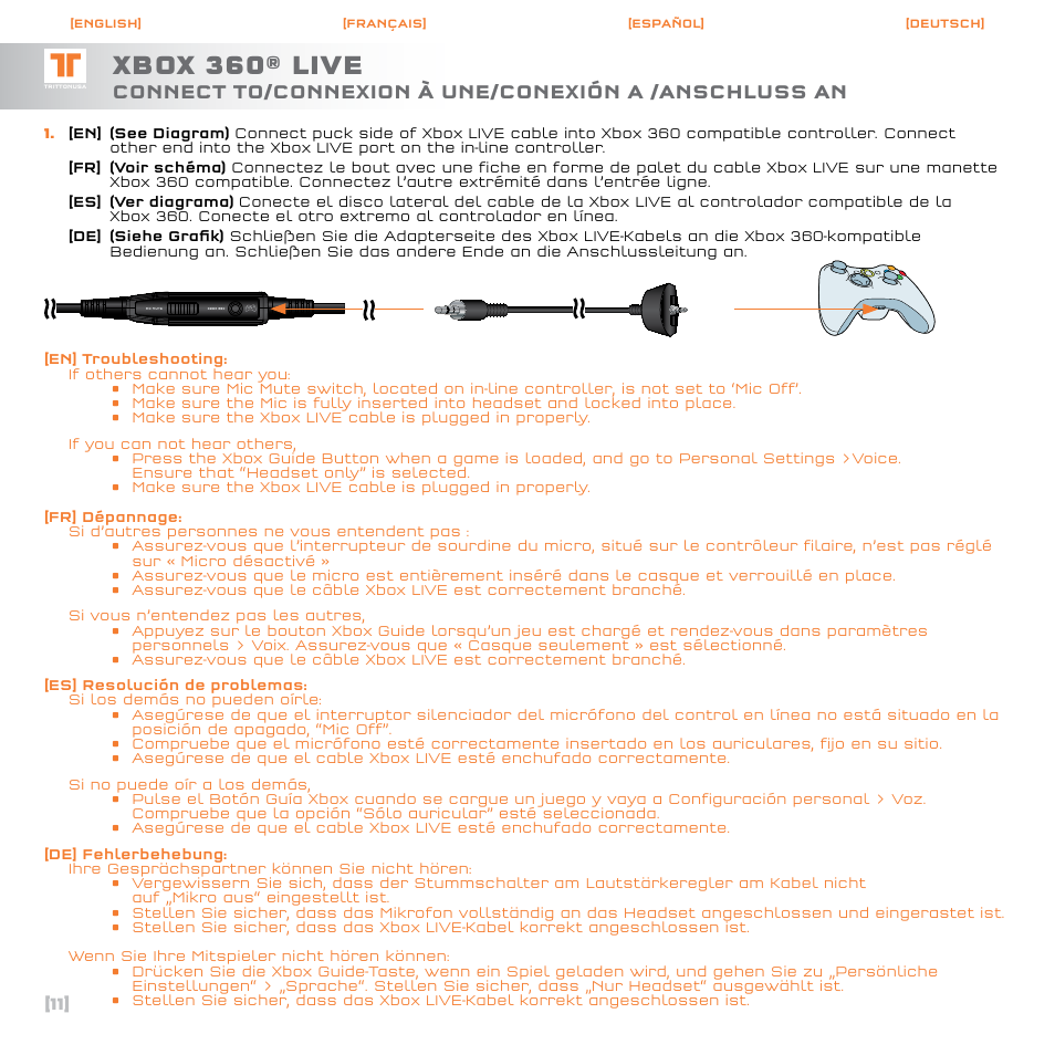 Xbox 360® live | TRITTON AX120 Gaming headset User Manual | Page 12 / 30