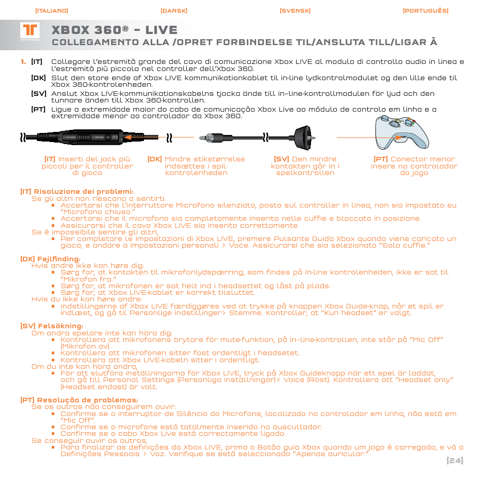 Xbox 360® – live | TRITTON AX120 Gaming headset User Manual | Page 25 / 30