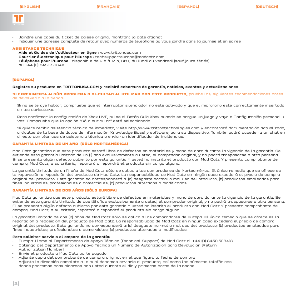 TRITTON AX120 Gaming headset User Manual | Page 4 / 30