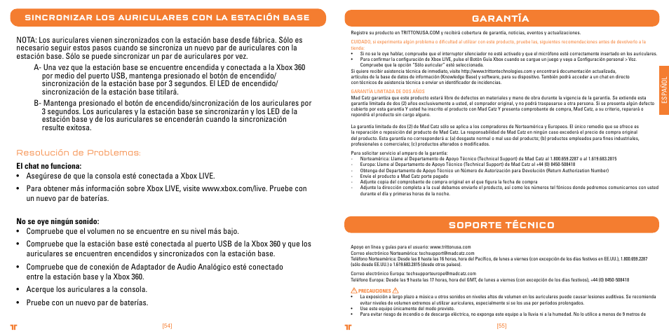 Garantía, Soporte técnico | TRITTON Primer Wireless Stereo Headset User Manual | Page 28 / 43