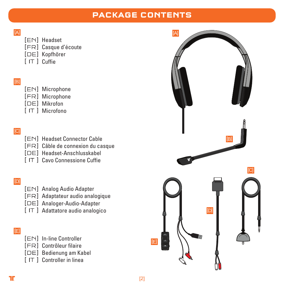 Package contents | TRITTON Detonator Stereo Gaming Headset User Manual | Page 2 / 56