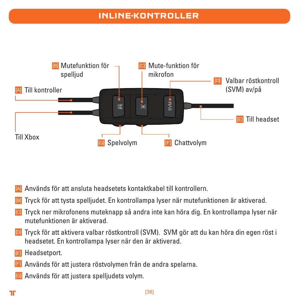 Inline-kontroller | TRITTON Detonator Stereo Gaming Headset User Manual | Page 38 / 56