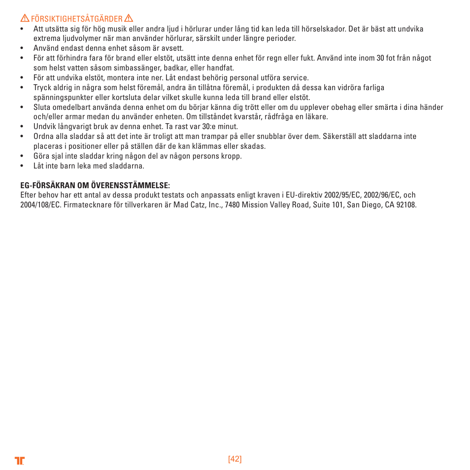 TRITTON Detonator Stereo Gaming Headset User Manual | Page 42 / 56