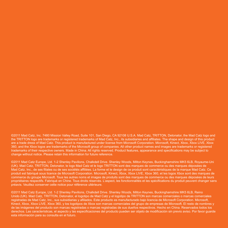 TRITTON Detonator Stereo Gaming Headset User Manual | Page 56 / 56