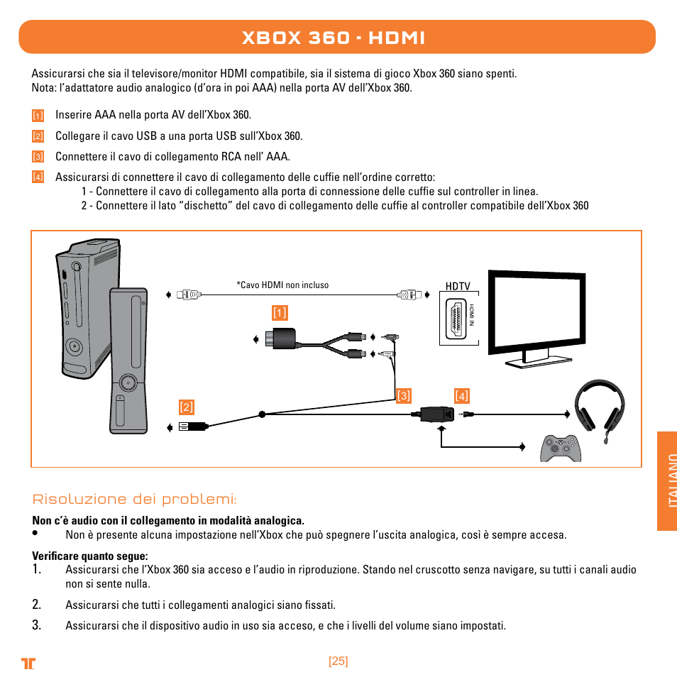 Xbox 360 - hdmi | TRITTON Trigger Stereo Headset User Manual | Page 25 / 54