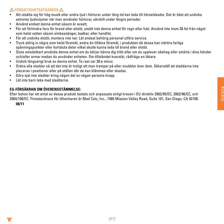 TRITTON Trigger Stereo Headset User Manual | Page 41 / 54