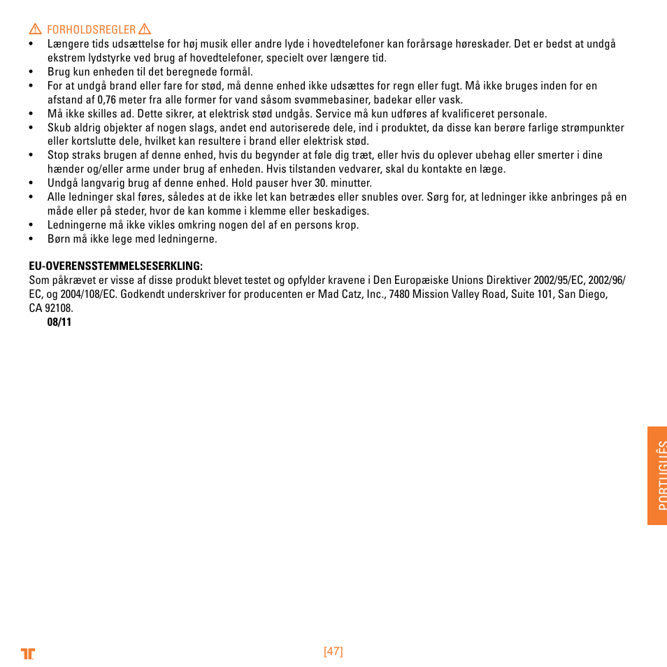 TRITTON Trigger Stereo Headset User Manual | Page 47 / 54