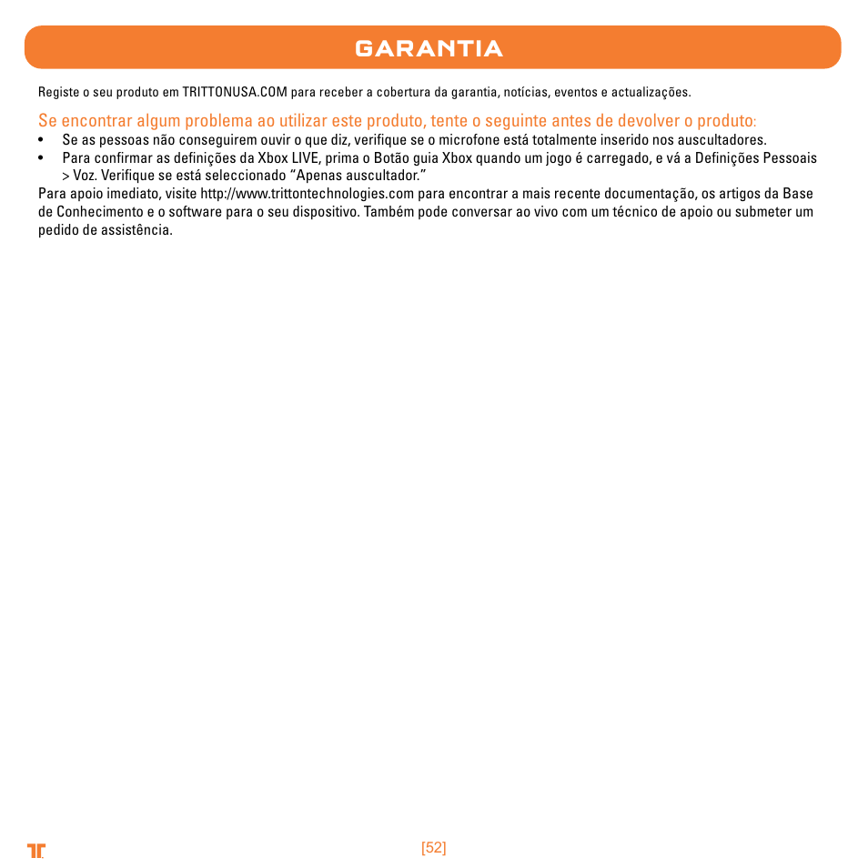 Garantia | TRITTON Trigger Stereo Headset User Manual | Page 52 / 54
