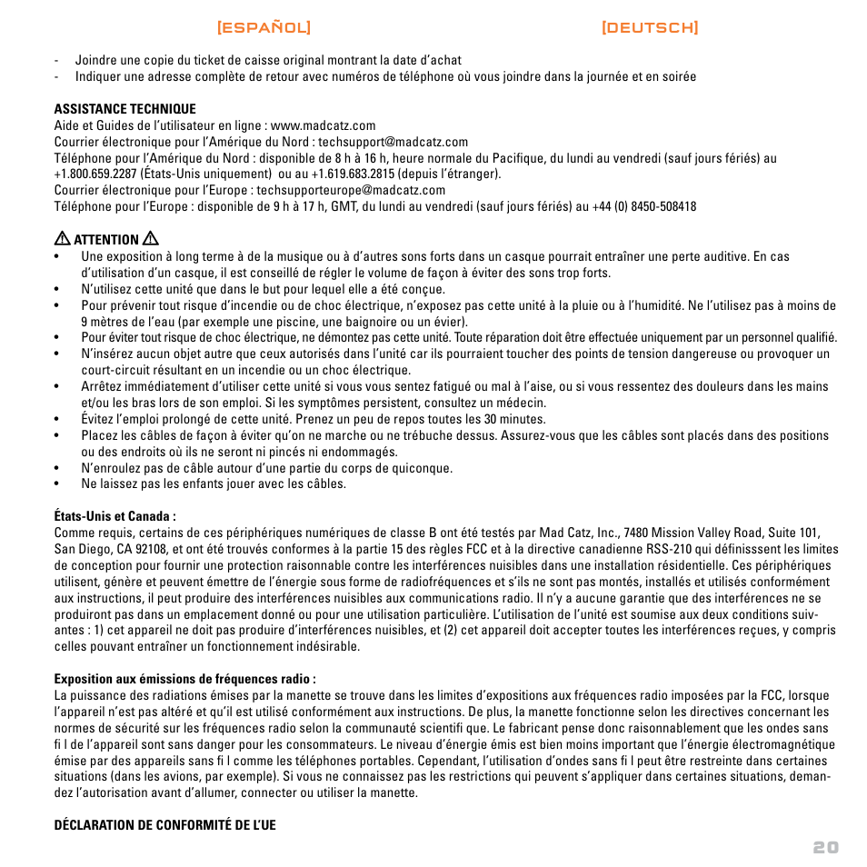 Mad Catz TRITTON Gears of War 3 Dolby 7.1 Surround Sound Headset User Manual | Page 21 / 46