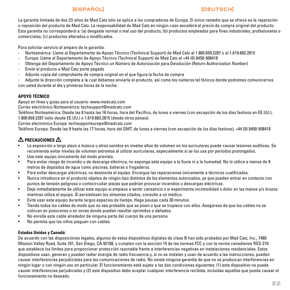 Mad Catz TRITTON Gears of War 3 Dolby 7.1 Surround Sound Headset User Manual | Page 23 / 46