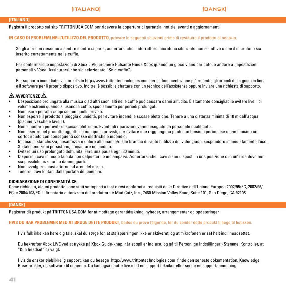 Mad Catz TRITTON Gears of War 3 Dolby 7.1 Surround Sound Headset User Manual | Page 42 / 46