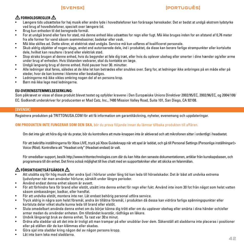Mad Catz TRITTON Gears of War 3 Dolby 7.1 Surround Sound Headset User Manual | Page 43 / 46