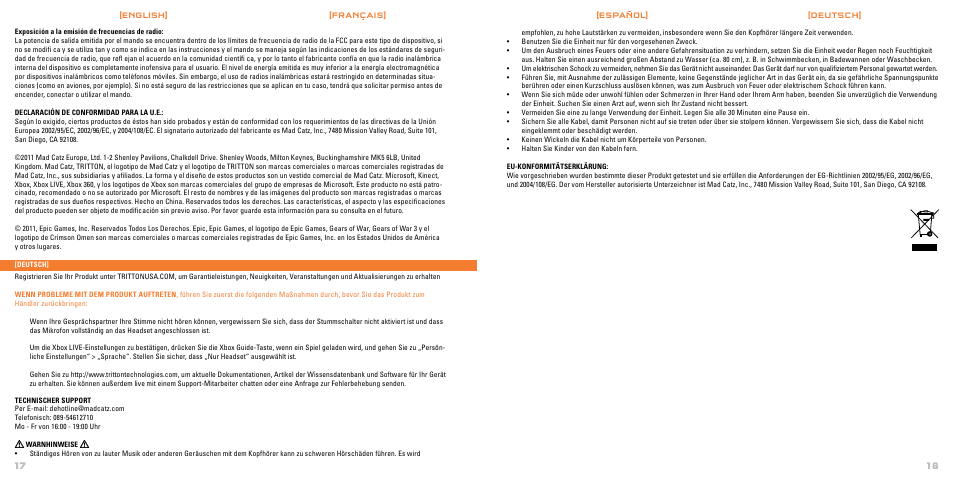 Mad Catz TRITTON Gears of War 3 Performance Stereo Gaming Headset User Manual | Page 10 / 18