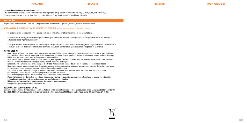 Mad Catz TRITTON Gears of War 3 Performance Stereo Gaming Headset User Manual | Page 17 / 18