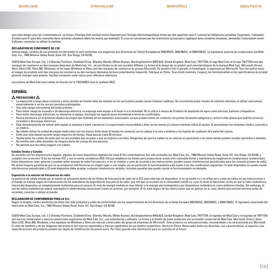 Español | TRITTON Call of Duty : Black Ops Dolby Headphone ProGaming Headset User Manual | Page 13 / 24