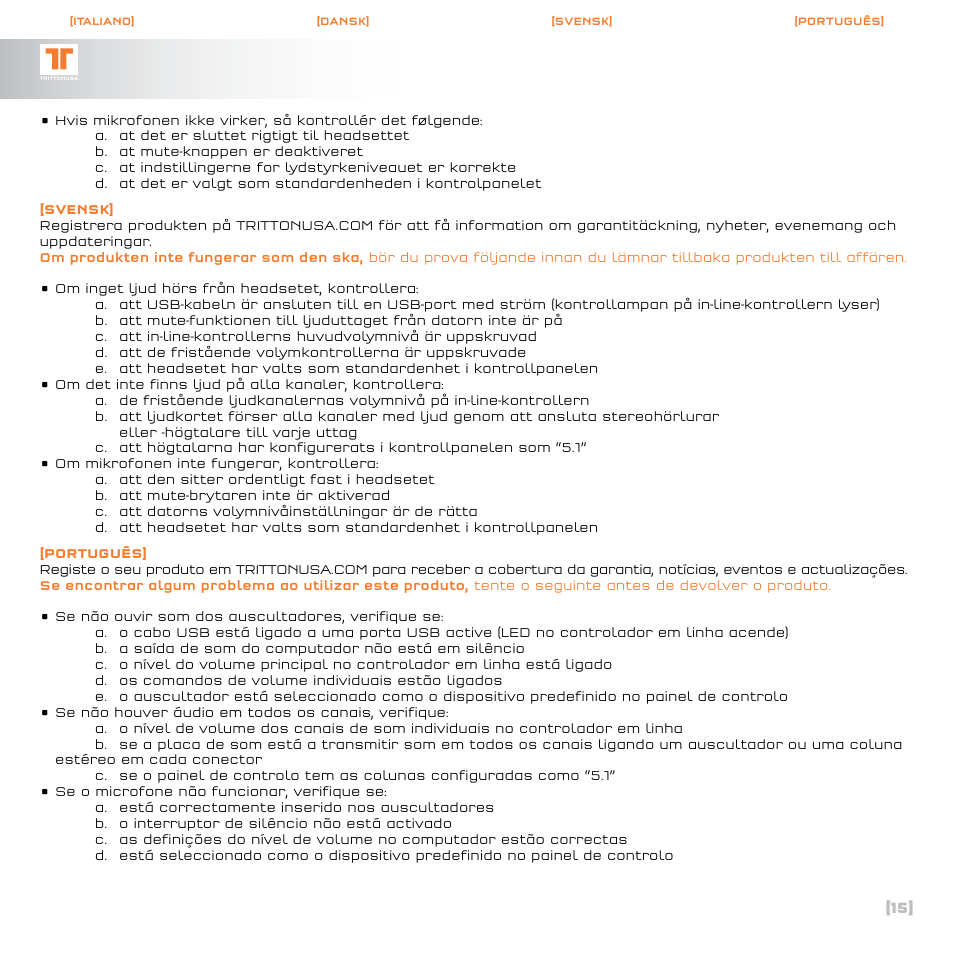 TRITTON Call of Duty : Black Ops Dolby Headphone ProGaming Headset User Manual | Page 16 / 24