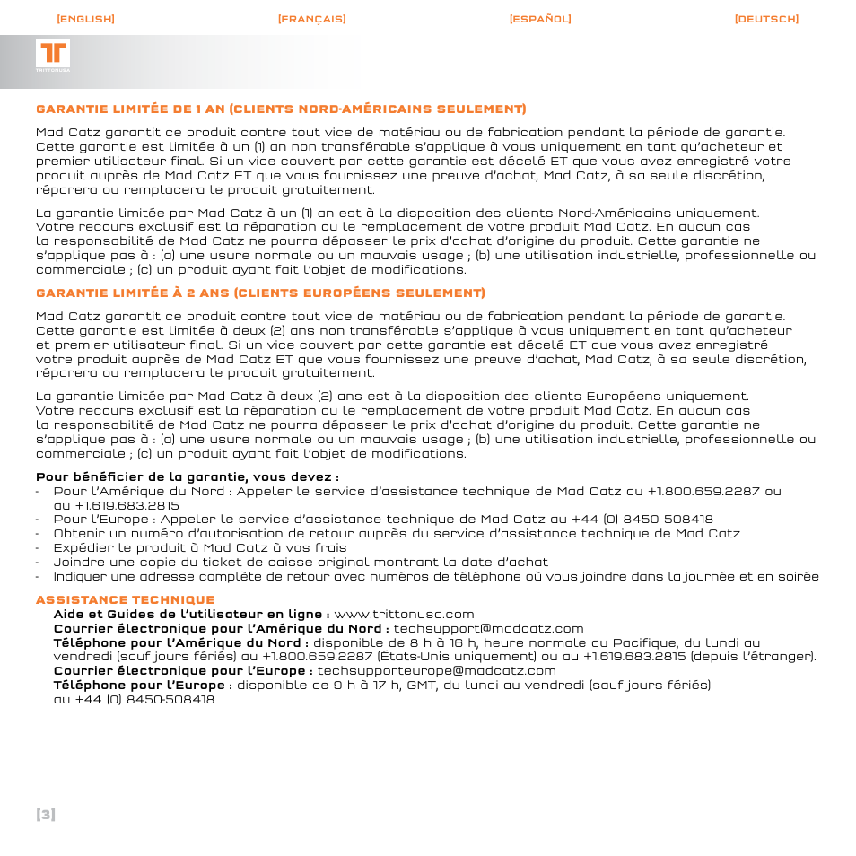 TRITTON Call of Duty : Black Ops Dolby Headphone ProGaming Headset User Manual | Page 4 / 24