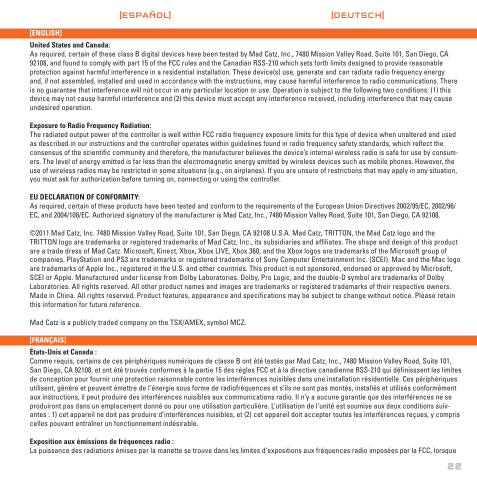 TRITTON AX720 Digital Gaming Headset User Manual | Page 23 / 26