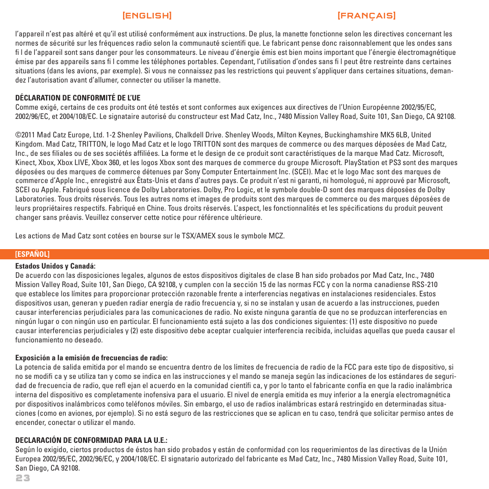 TRITTON AX720 Digital Gaming Headset User Manual | Page 24 / 26