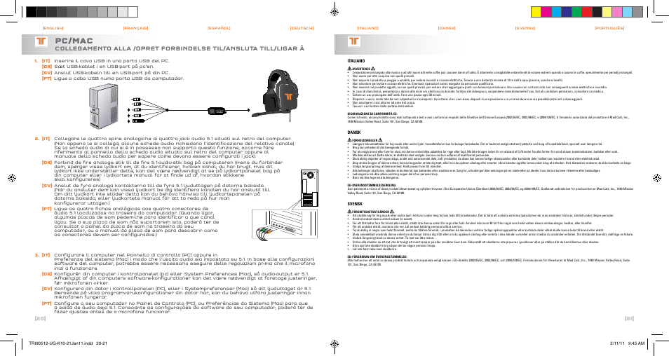 Pc/mac | TRITTON PC510 HDa-True 5.1 Analog Gaming Headset User Manual | Page 12 / 13
