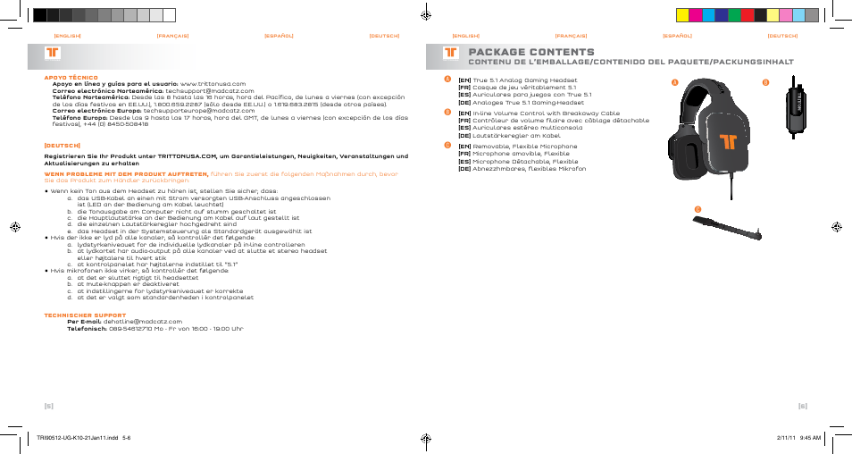 Package contents, Ab c | TRITTON PC510 HDa-True 5.1 Analog Gaming Headset User Manual | Page 4 / 13