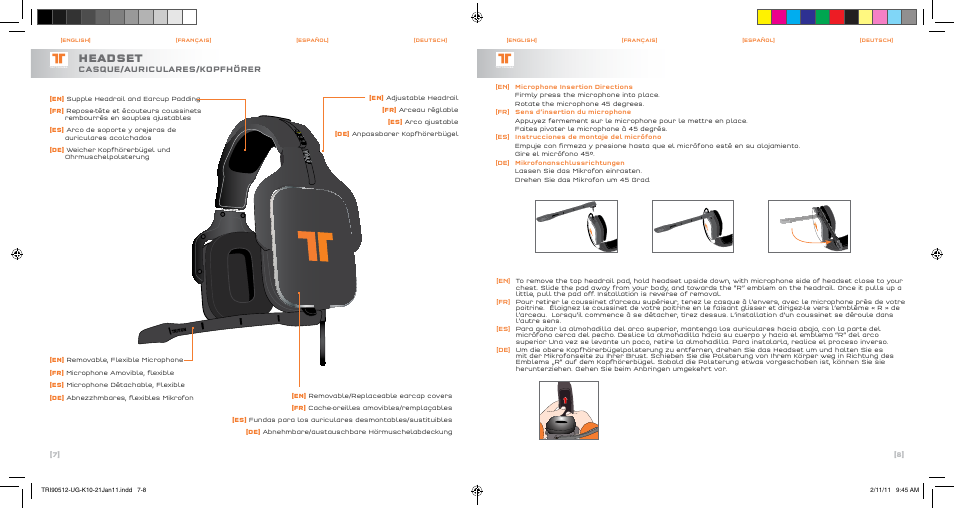 Headset, Casque/auriculares/kopfhörer | TRITTON PC510 HDa-True 5.1 Analog Gaming Headset User Manual | Page 5 / 13