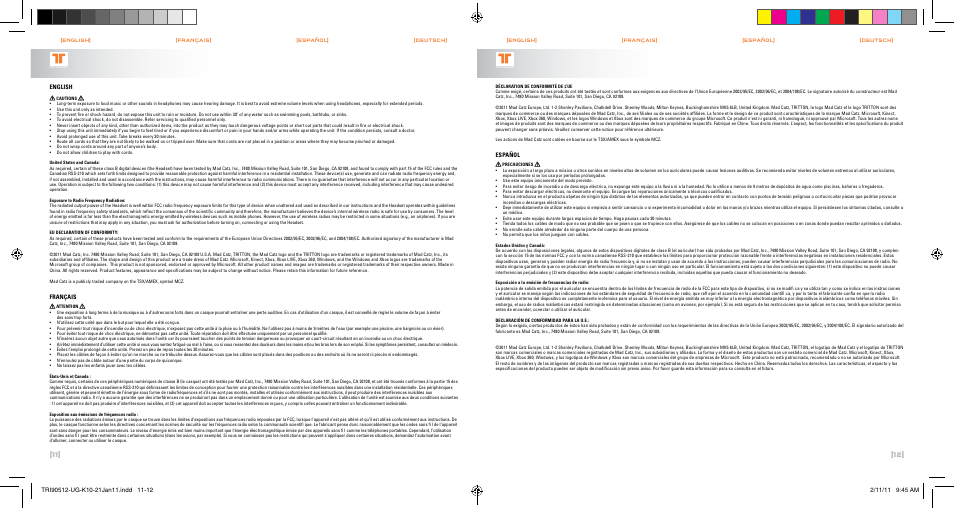 TRITTON PC510 HDa-True 5.1 Analog Gaming Headset User Manual | Page 7 / 13