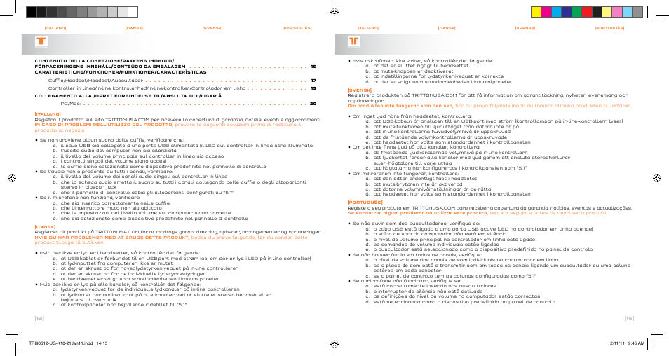 TRITTON PC510 HDa-True 5.1 Analog Gaming Headset User Manual | Page 9 / 13