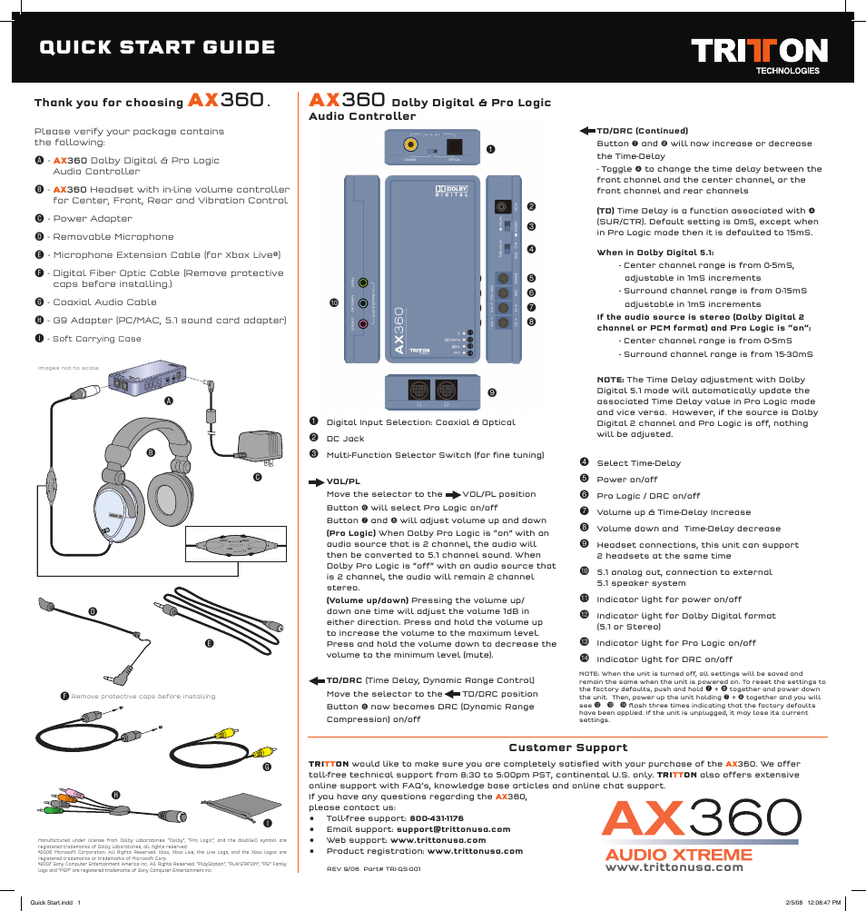 TRITTON AX360 Audio Xtreme 360 User Manual | 2 pages