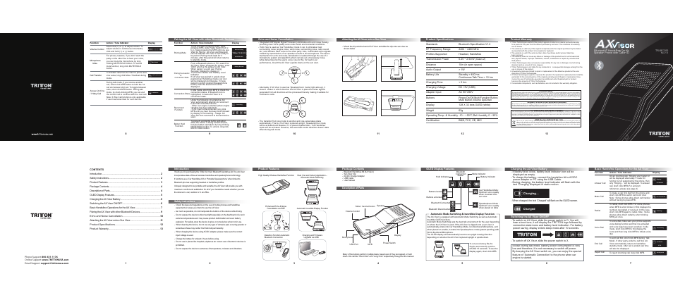 TRITTON AX Visor Bluetooth Hands-Free Car KitSpeaker Phone User Manual | 1 page