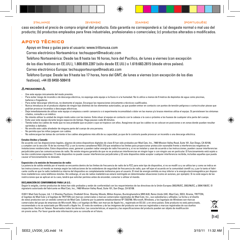 Apoyo técnico | TRITTON SEE2 XPRESS XD300 User Manual | Page 15 / 32