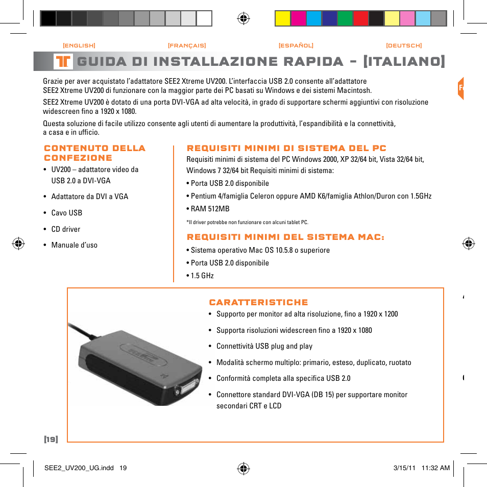 Guida di installazione rapida, Italiano | TRITTON SEE2 XPRESS XD300 User Manual | Page 20 / 32