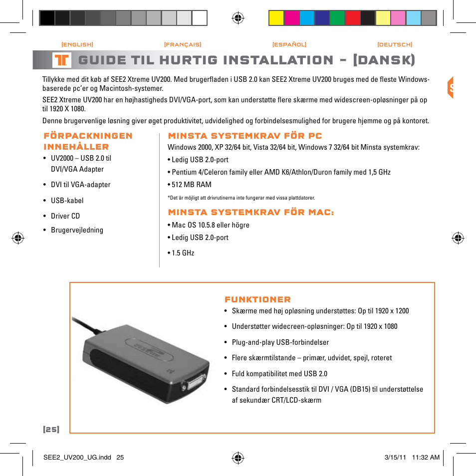 Guide til hurtig installation, Dansk), Stop | TRITTON SEE2 XPRESS XD300 User Manual | Page 26 / 32