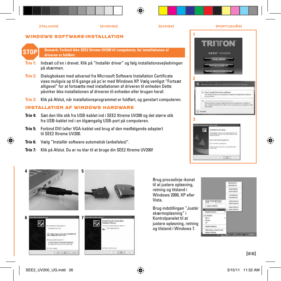 Guide til hurtig installation, Dansk), Stop | TRITTON SEE2 XPRESS XD300 User Manual | Page 27 / 32